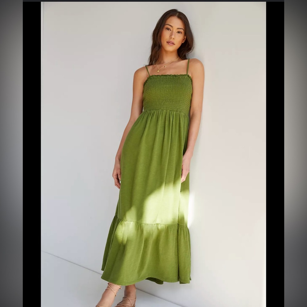 Daily Practice Flounced Maxi Dress - Grass Green